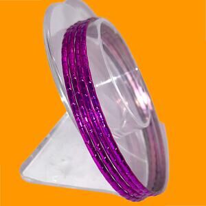 4 Purple Raised Bamboo Pattern Metal 3 1/8 Inch Bracelets Lot!